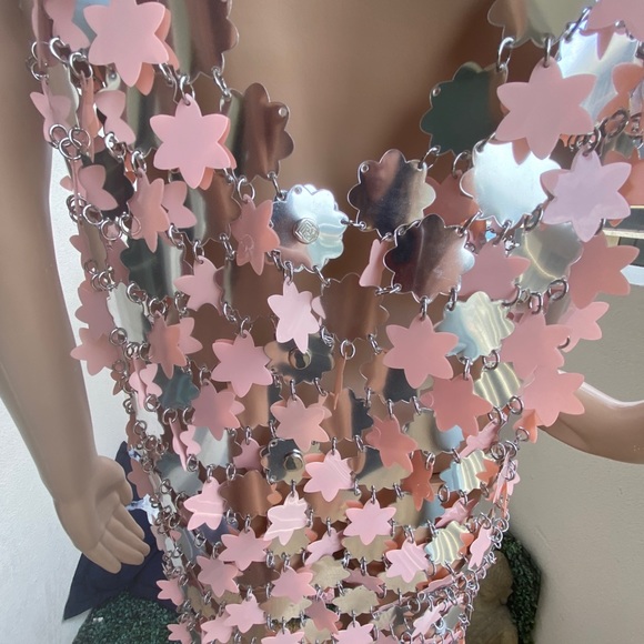 Paco Rabanne silver and pink star dress small - Picture 8 of 9